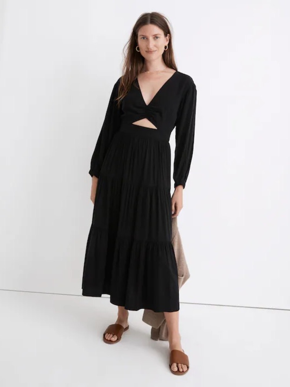 Madewell Lusterweave Cutout Midi Dress. NWT. Size 4. Black
